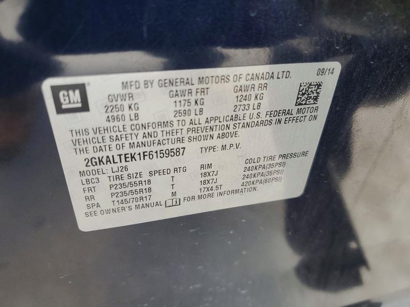 Aukcja sprzedaży 2015 Gmc Terrain, vin: 2GKALTEK1F6159587, numer aukcji: 58358216