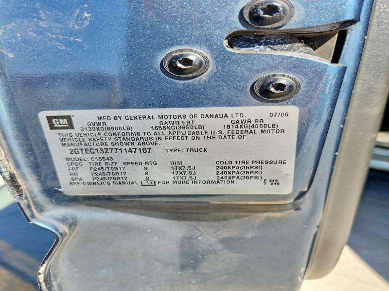 2007 Gmc New Sierra მანქანა იყიდება აუქციონზე, vin: 2GTEC13Z771147167, აუქციონის ნომერი: 55084346