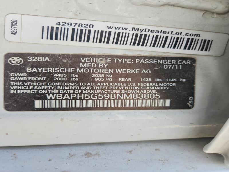 Продажа на аукционе авто 2011 Bmw 328, vin: WBAPH5G59BNM83805, номер лота: 53839566