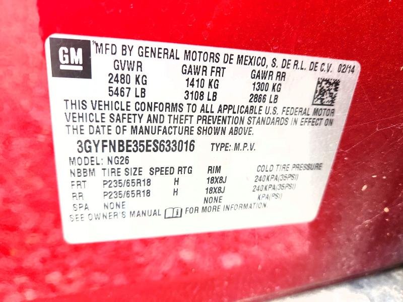 2014 Cadillac Srx მანქანა იყიდება აუქციონზე, vin: 3GYFNBE35ES633016, აუქციონის ნომერი: 57315236