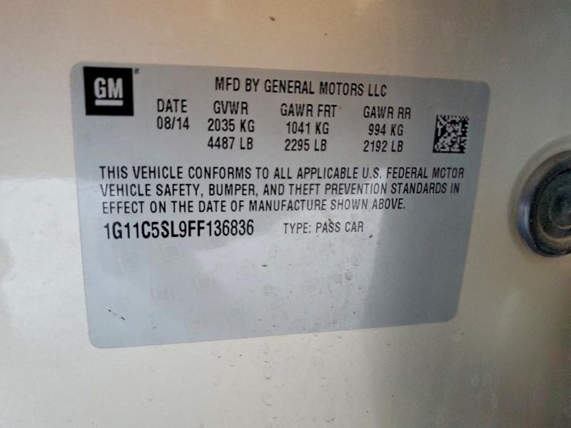 Aukcja sprzedaży 2015 Chevrolet Malibu, vin: 1G11C5SL9FF136836, numer aukcji: 58283516