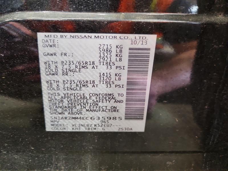 Продаж на аукціоні авто 2014 Nissan Pathfinder, vin: 5N1AR2MM4EC635985, номер лоту: 55928836