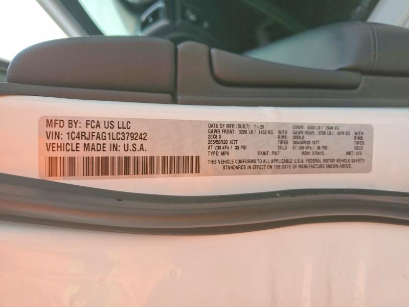 Aukcja sprzedaży 2020 Jeep Grand Cherokee, vin: 1C4RJFAG1LC379242, numer aukcji: 56894366