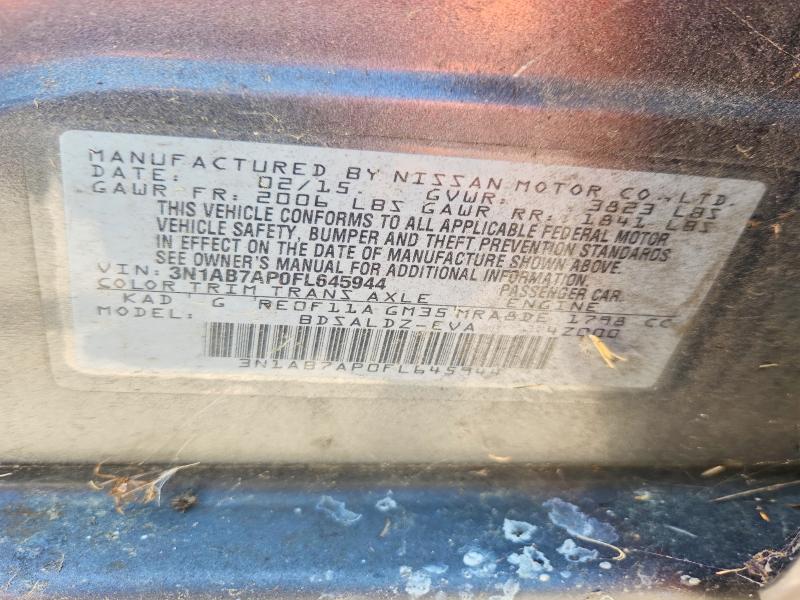 2015 Nissan Sentra მანქანა იყიდება აუქციონზე, vin: 3N1AB7AP0FL645944, აუქციონის ნომერი: 56368606