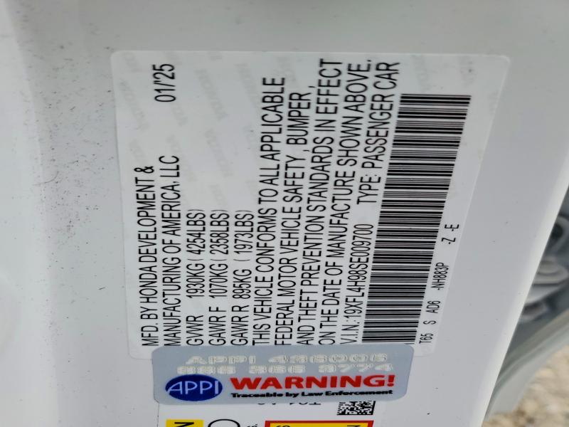 Aukcja sprzedaży 2025 Honda Civic, vin: 19XFL4H98SE009700, numer aukcji: 59092056