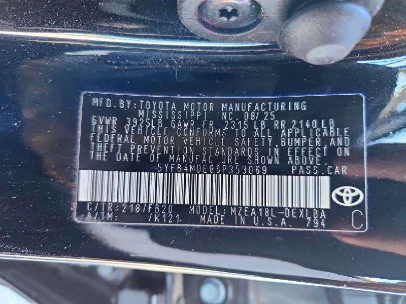 Продаж на аукціоні авто 2025 Toyota Corolla, vin: 5YFB4MDE8SP353069, номер лоту: 56295556