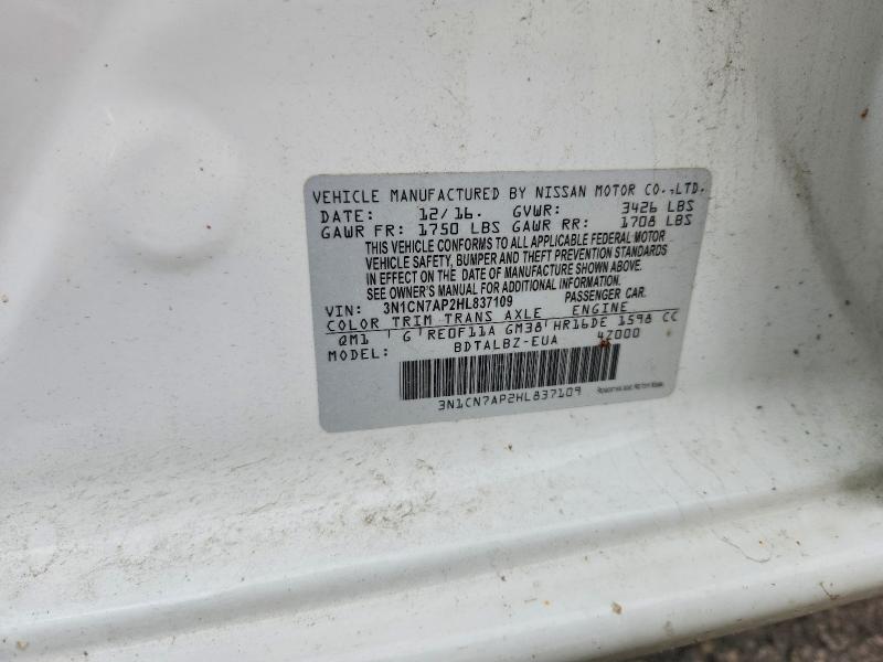 Продажа на аукционе авто 2017 Nissan Versa, vin: 3N1CN7AP2HL837109, номер лота: 55635896