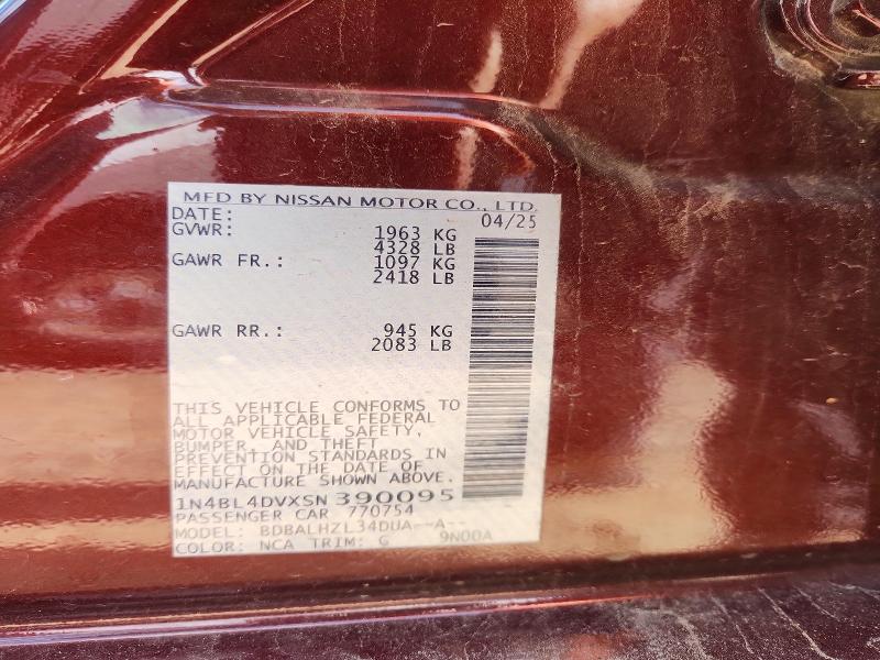 Aukcja sprzedaży 2025 Nissan Altima, vin: 1N4BL4DVXSN390095, numer aukcji: 55935076