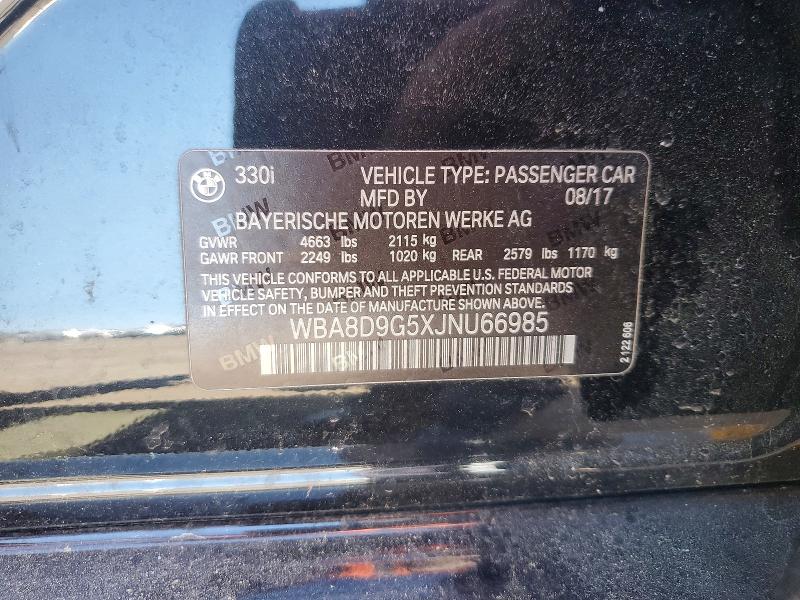 Продаж на аукціоні авто 2018 Bmw 330, vin: WBA8D9G5XJNU66985, номер лоту: 56100356