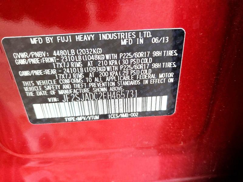 Aukcja sprzedaży 2014 Subaru Forester, vin: JF2SJADC2EH465731, numer aukcji: 55728836