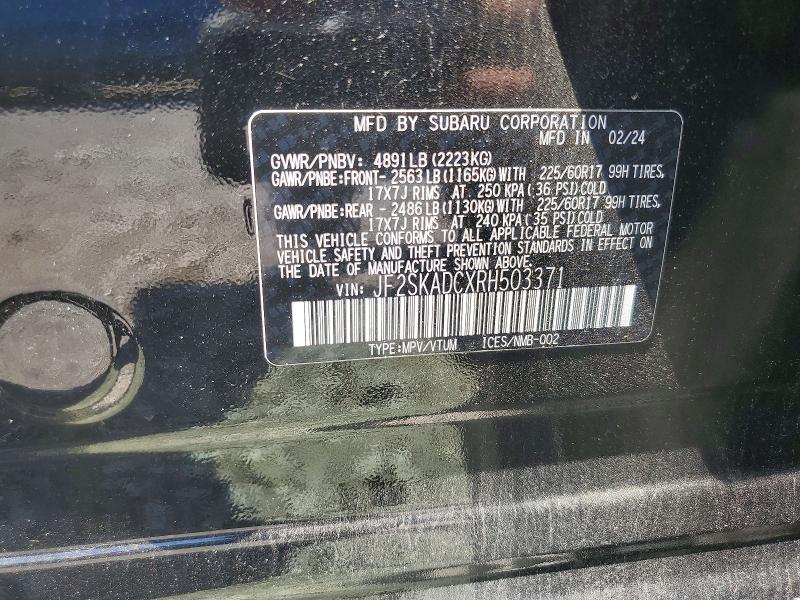 Aukcja sprzedaży 2024 Subaru Forester, vin: JF2SKADCXRH503371, numer aukcji: 57813126