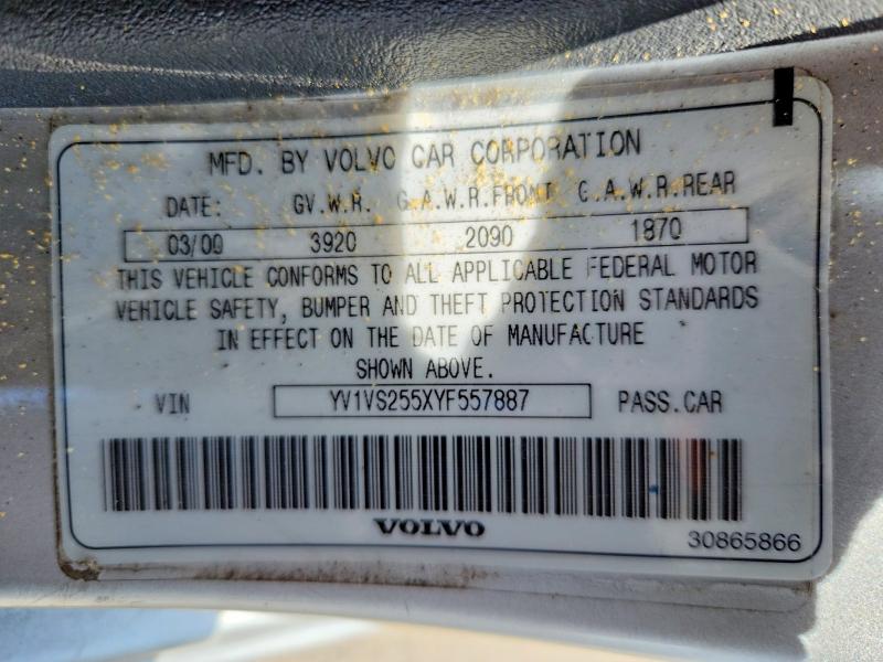 55719006 :رقم المزاد ، YV1VS255XYF557887 vin ، 2000 Volvo S40 مزاد بيع