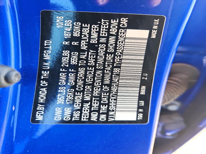 Aukcja sprzedaży 2017 Honda Civic, vin: SHHFK7H46HU407188, numer aukcji: 55808496
