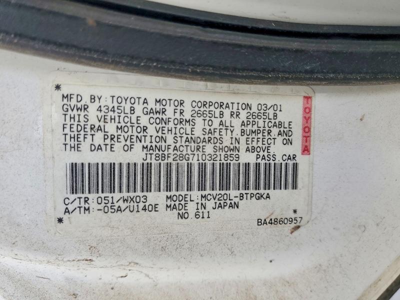 Продаж на аукціоні авто 2001 Lexus Es, vin: JT8BF28G710321859, номер лоту: 58156646