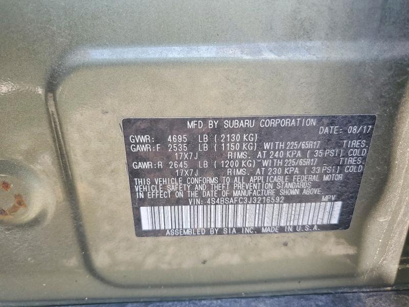 Aukcja sprzedaży 2018 Subaru Outback, vin: 4S4BSAFC3J3216592, numer aukcji: 56901026