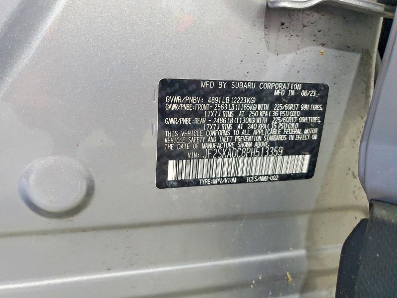 Aukcja sprzedaży 2023 Subaru Forester, vin: JF2SKADC8PH513359, numer aukcji: 58014636