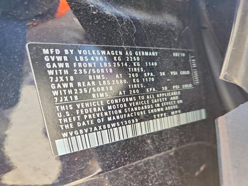 Продажа на аукционе авто 2011 Volkswagen Tiguan, vin: WVGBV7AX8BW513099, номер лота: 55360976