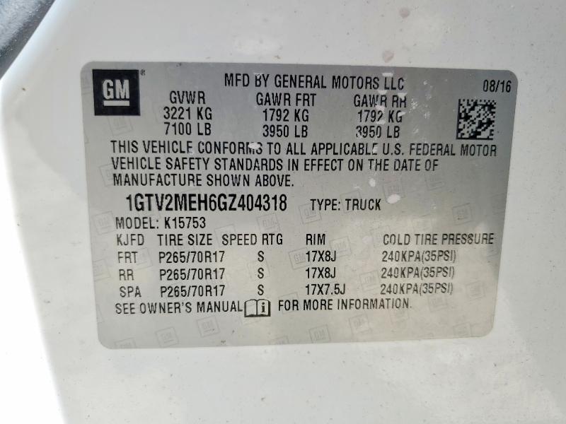 Продажа на аукционе авто 2016 Gmc Sierra, vin: 1GTV2MEH6GZ404318, номер лота: 57126136