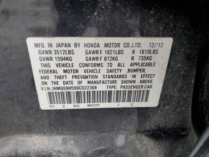 56143356 :رقم المزاد ، JHMGE8H59DC022368 vin ، 2013 Honda Fit مزاد بيع