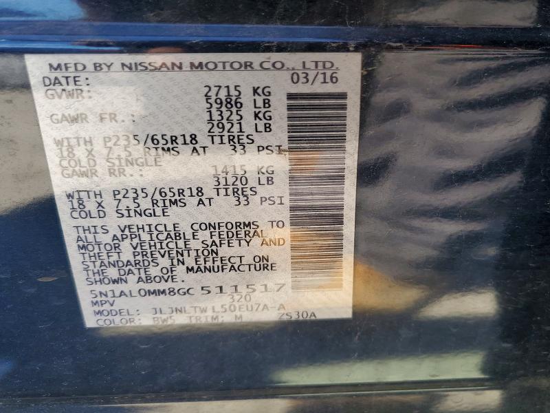 Продаж на аукціоні авто 2016 Infiniti Qx60, vin: 5N1AL0MM8GC511517, номер лоту: 56411556
