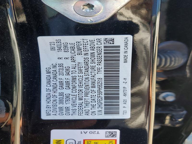 Aukcja sprzedaży 2023 Honda Civic, vin: 2HGFE2F56PH562518, numer aukcji: 57913396