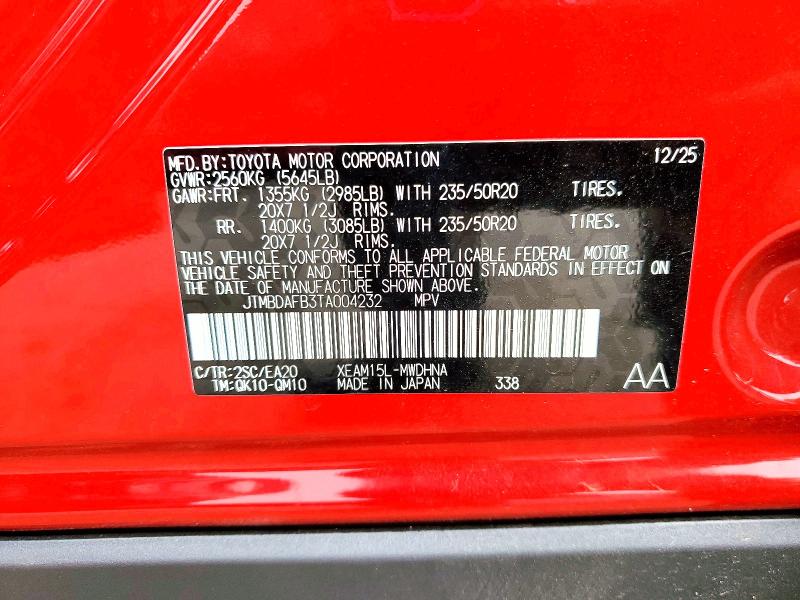 Aukcja sprzedaży 2026 Toyota Bz, vin: JTMBDAFB3TA004232, numer aukcji: 54482636