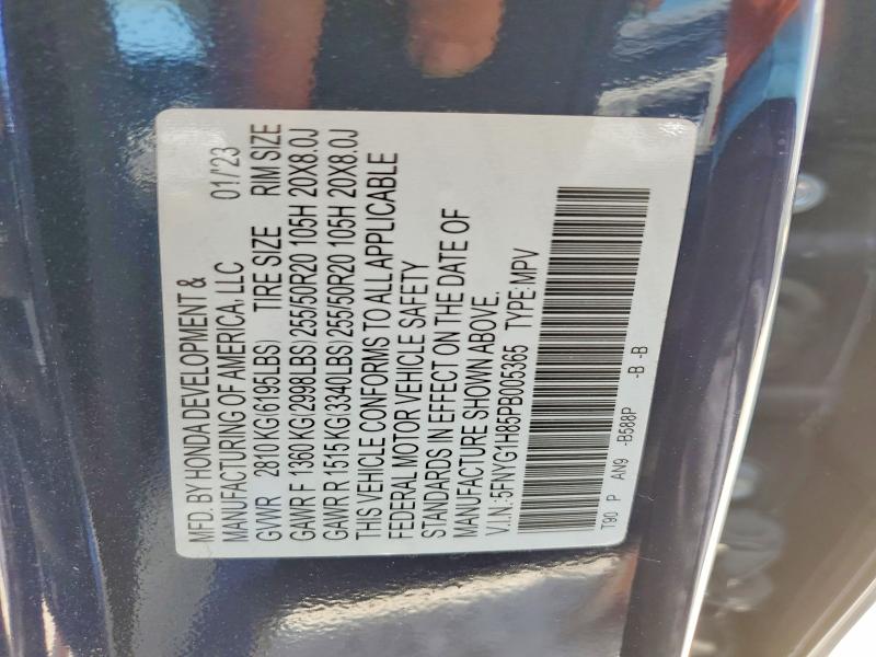 Aukcja sprzedaży 2023 Honda Pilot, vin: 5FNYG1H85PB005365, numer aukcji: 55796086