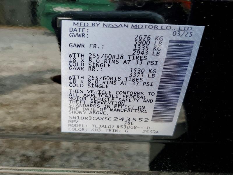 56812316 :رقم المزاد ، 5N1DR3CAXSC243552 vin ، 2025 Nissan Pathfinder مزاد بيع