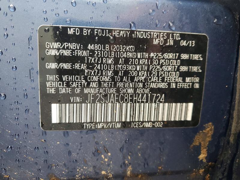 Продажа на аукционе авто 2014 Subaru Forester, vin: JF2SJAEC8EH441724, номер лота: 55407856