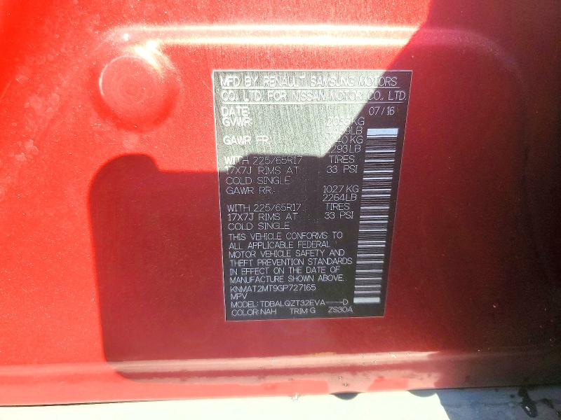2016 Nissan Rogue მანქანა იყიდება აუქციონზე, vin: KNMAT2MT9GP727165, აუქციონის ნომერი: 56096266