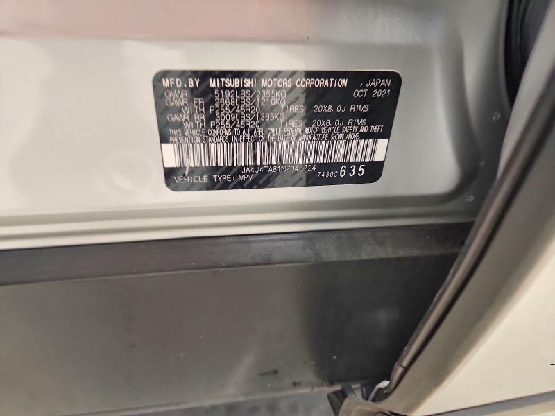 Aukcja sprzedaży 2022 Mitsubishi Outlander, vin: JA4J4TA81NZ046724, numer aukcji: 58630766