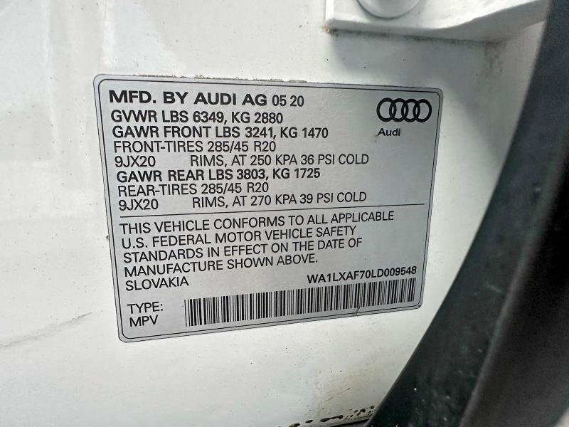 Продаж на аукціоні авто 2020 Audi Q7, vin: WA1LXAF70LD009548, номер лоту: 58092196