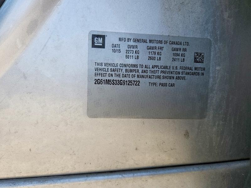 56548816 :رقم المزاد ، 2G61M5S33G9125722 vin ، 2016 Cadillac Xts مزاد بيع