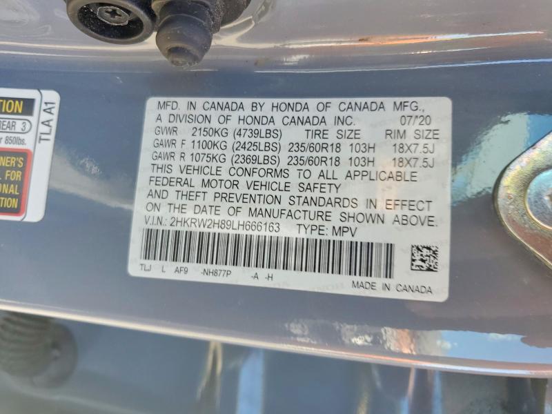 2020 Honda Cr-v მანქანა იყიდება აუქციონზე, vin: 2HKRW2H89LH666163, აუქციონის ნომერი: 56792746