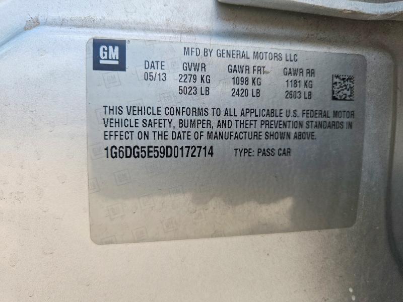 Продаж на аукціоні авто 2013 Cadillac Cts, vin: 1G6DG5E59D0172714, номер лоту: 57843086