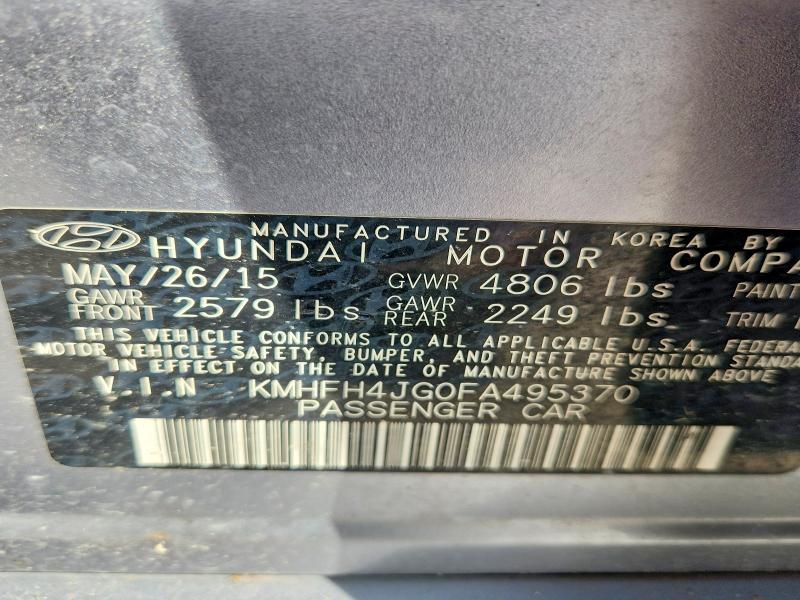 Aukcja sprzedaży 2015 Hyundai Azera, vin: KMHFH4JG0FA495370, numer aukcji: 55449266
