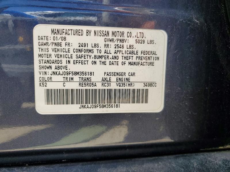 Aukcja sprzedaży 2008 Infiniti Ex35, vin: JNKAJ09F58M356181, numer aukcji: 56279466