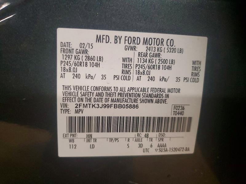 Продаж на аукціоні авто 2015 Ford Edge, vin: 2FMTK3J99FBB05886, номер лоту: 57700646