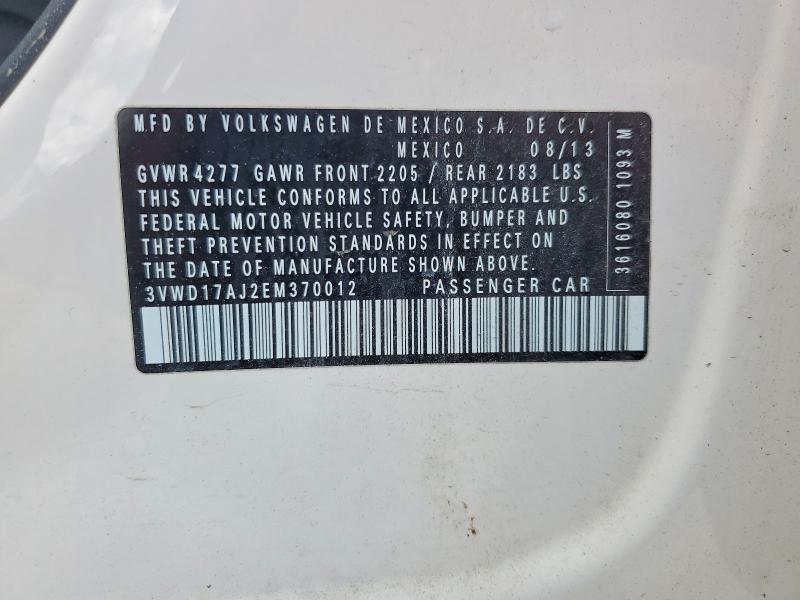 Продажа на аукционе авто 2014 Volkswagen Jetta, vin: 3VWD17AJ2EM370012, номер лота: 58569336