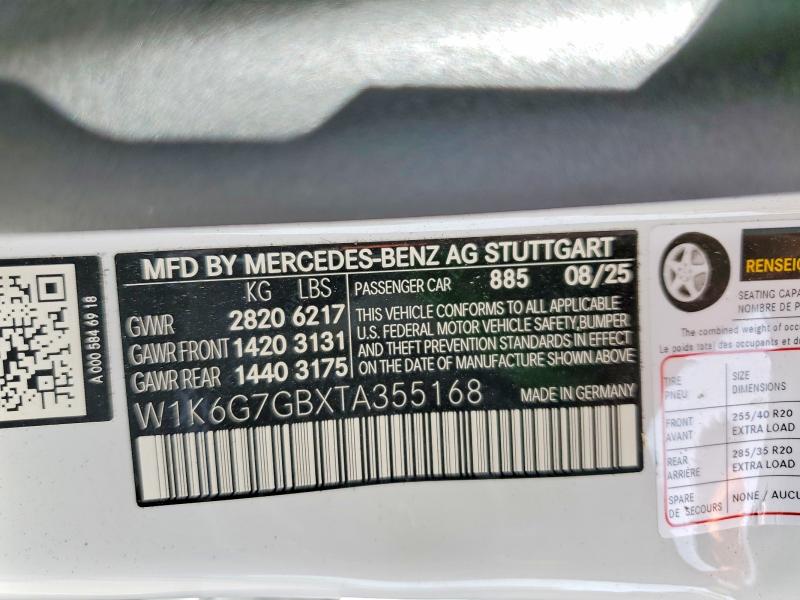 2026 Mercedes-benz S მანქანა იყიდება აუქციონზე, vin: W1K6G7GBXTA355168, აუქციონის ნომერი: 56804436