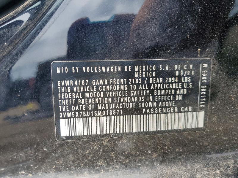 Aukcja sprzedaży 2025 Volkswagen Jetta, vin: 3VW5X7BU1SM018871, numer aukcji: 58657776
