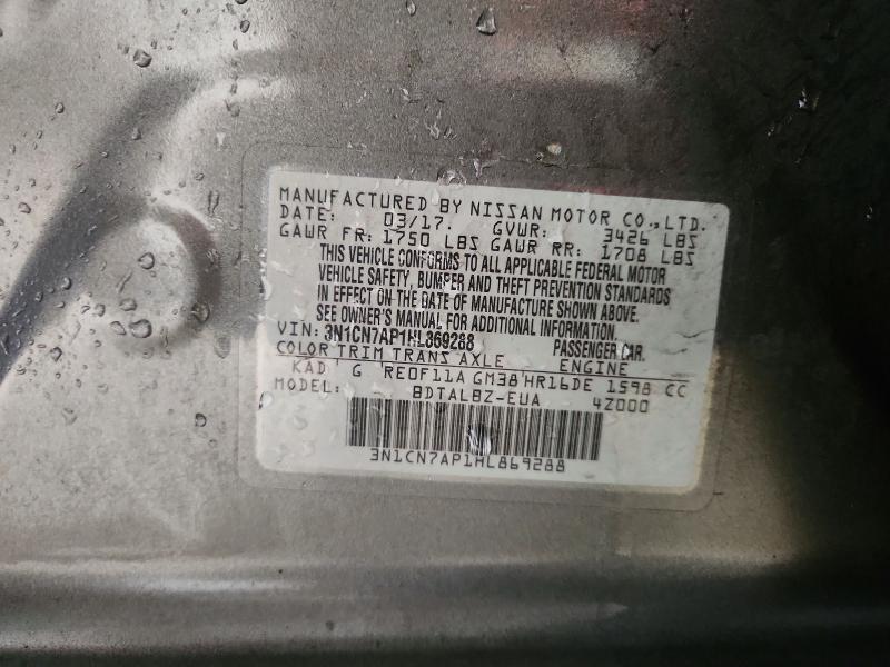 Aukcja sprzedaży 2017 Nissan Versa, vin: 3N1CN7AP1HL869288, numer aukcji: 58296236