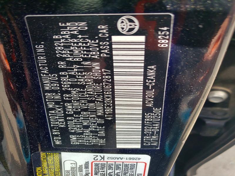 Aukcja sprzedaży 2006 Toyota Camry, vin: 4T1BE32KX6U672817, numer aukcji: 55746726