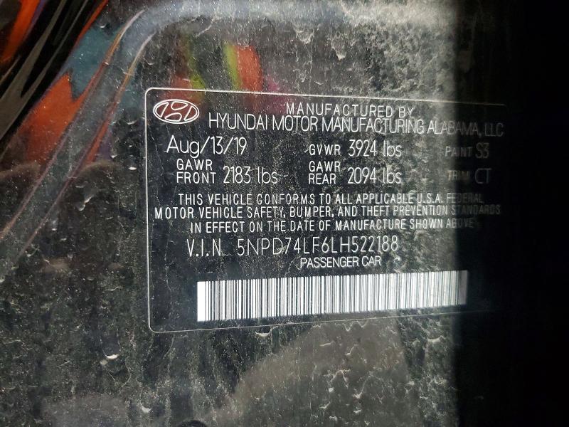 Продаж на аукціоні авто 2020 Hyundai Elantra, vin: 5NPD74LF6LH522188, номер лоту: 55778906