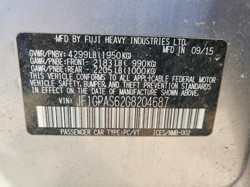 Aukcja sprzedaży 2016 Subaru Impreza, vin: JF1GPAS62G8204687, numer aukcji: 58487916