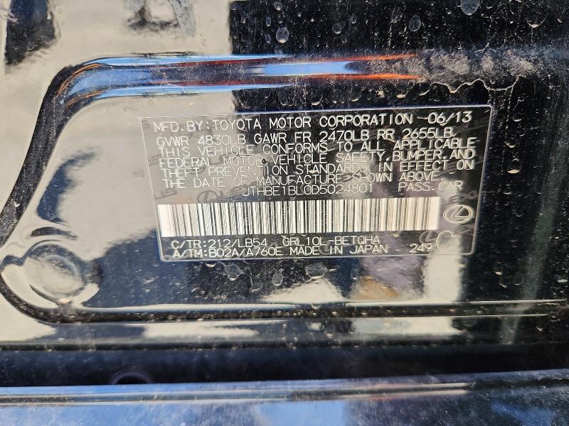 57540686 :رقم المزاد ، JTHBE1BL0D5024801 vin ، 2013 Lexus Gs مزاد بيع