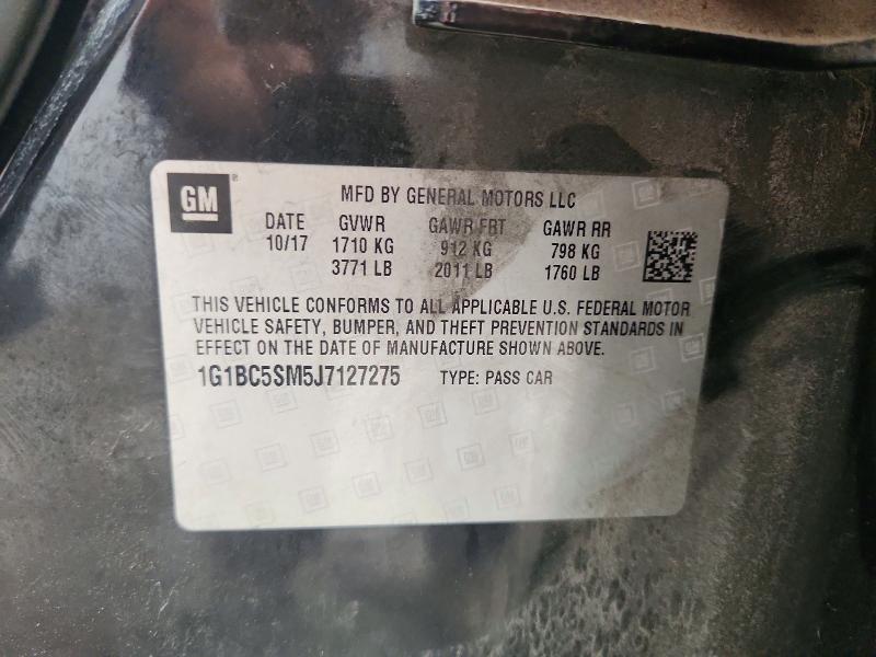 Aukcja sprzedaży 2018 Chevrolet Cruze, vin: 1G1BC5SM5J7127275, numer aukcji: 54508716