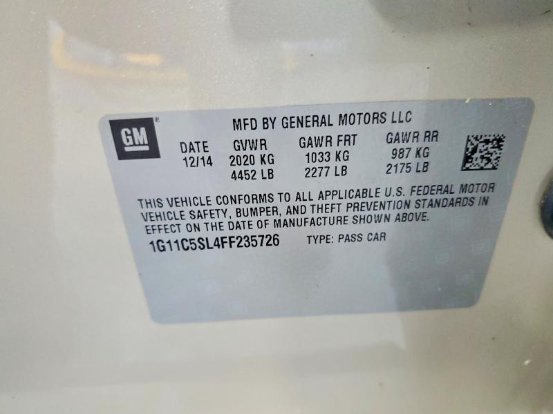 58244096 :رقم المزاد ، 1G11C5SL4FF235726 vin ، 2015 Chevrolet Malibu مزاد بيع