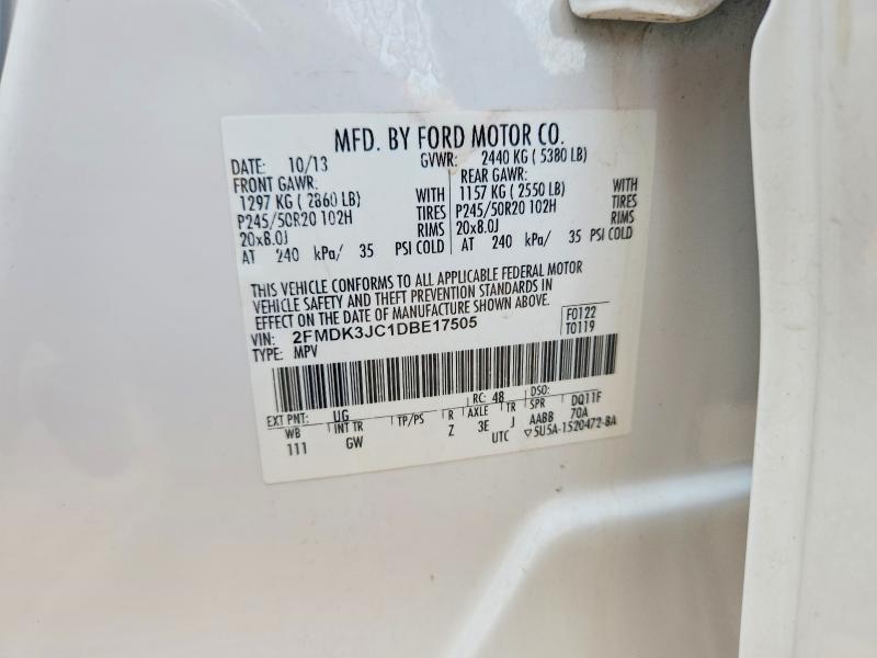 55751026 :رقم المزاد ، 2FMDK3JC1DBE17505 vin ، 2013 Ford Edge مزاد بيع