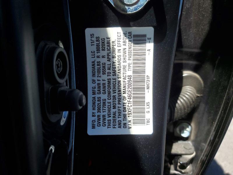 Aukcja sprzedaży 2016 Honda Civic, vin: 19XFC1F46GE200948, numer aukcji: 56075376